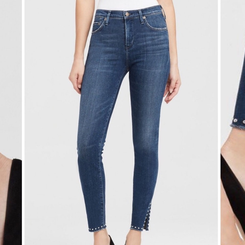 Rocket High Rise Skinny Ankle Split Hem w/ Studs